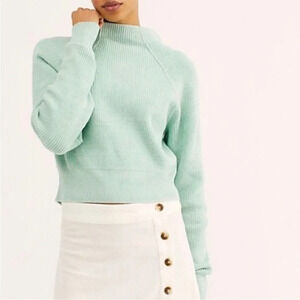 Free People Too Good Pullover Sweater in Opaline Green